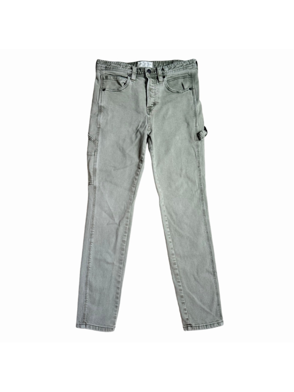 We The Free People Slim Fit Carpenter Jeans Olive Green Button Fly 27
